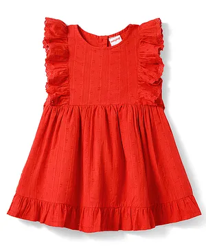 Babyhug Cotton Woven One Piece
                                  Frocks Frill Sleeves Round Neck Red
                                  2-3 Years