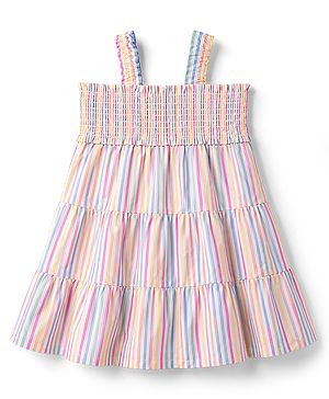 Babyhug Cotton Woven One Piece Dresses/Frocks Sleeveless Tiered Yellow 9-12 Months