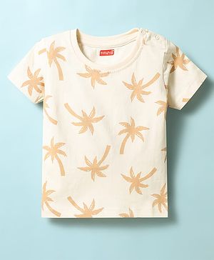 Babyhug Cotton Knit Half Sleeves Palm Tree Printed T-Shirt - Multicolor