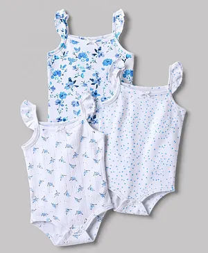Babyhug 100% Cotton Interlock Knit
                              Sleeveless Onesies With Floral Print Pack
                              of 3 - Multicolor