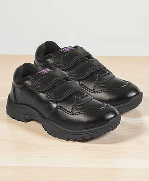 Trump Solid Velcro Closure School Shoes -
                      Black