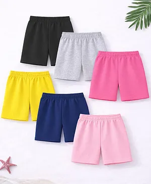 Trampoline Cotton Blend Knit Pack Of
                              6 Solid Shorts - Multi Colour
