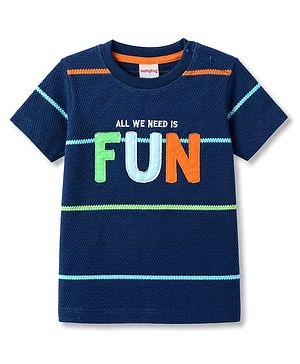 Babyhug Cotton Knit T-Shirt Half Sleeves with Graphics Multi Color 6-9 Months