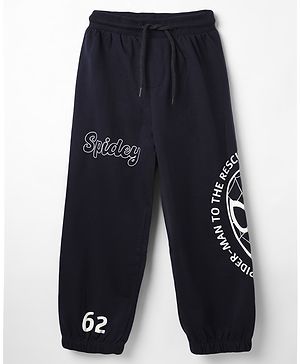 Pine Kids Marvel 100% Cotton Knit Full Length Joggers Pant With Spider-Man Graphic - Navy Blue