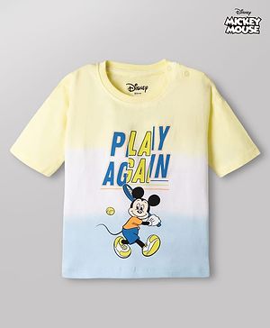Babyhug Disney Cotton Knit T-Shirt Half Sleeve with Mickey Mouse Graphics Multi Color 6-9 Months