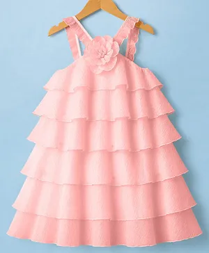 Hola Bonita Woven Sleeveless Fit and
                              Flare Party Dress With Floral Applique -
                              Pink