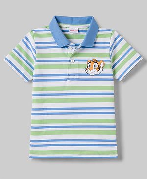 Babyhug Cotton Knit Polo T-Shirt with Graphics Multi Color 6-9 Months
