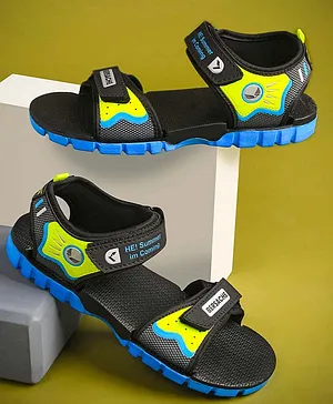 BERSACHE Text Designed Velcro Closure Sandals
                      - Blue