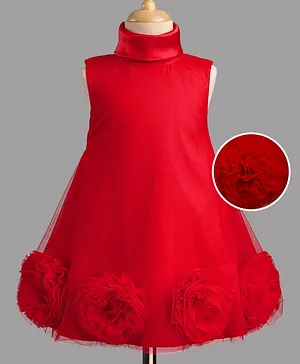 Mark & Mia Woven Sleeveless
                                  Party Dress With Floral Applique -
                                  Red