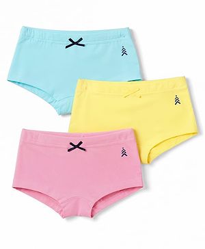 Pine Kids Cotton Elastane Knit Panties With Bow Applique Pack of 3 - Multicolor