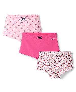 Pine Kids Cotton Elastane Knit Panties With Floral Print Pack of 3 - Multicolor