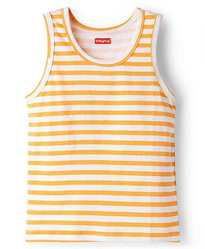 Babyhug 100% Cotton Knit Sleeveless Sando with Stripes - Orange