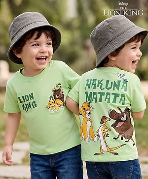 Babyhug Disney Single Jersey Knit Half Sleeves T-Shirt With Lion King Graphic - Green