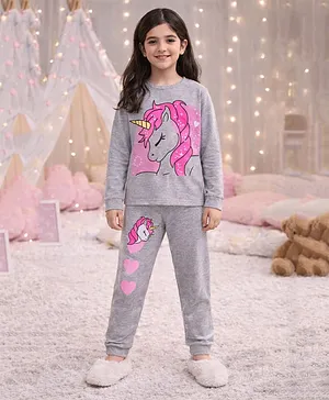 Unicorns Cotton Knit Full Sleeves
                              Unicorn Printed Tee & Joggers Night
                              Suit - Grey & Pink