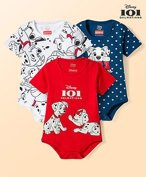 Babyhug Disney Interlock Knit Half Sleeves Onesies With 101 Dalmatian Graphic Pack of 3 - Multicolor