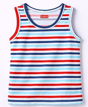 Babyhug 100% Cotton Single Jersey Knit Sleeveless Striped Vests - Multicolor