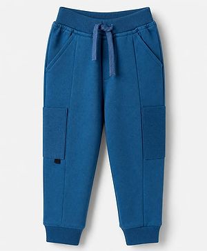 Babyhug Cotton Terry Knit Full Length Solid Lounge Pant - Blue