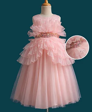 Mark & Mia Woven Sleeveless Party Dress with Sequin Detailing - Peach