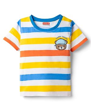 Babyhug Cotton Knit Half Sleeves T-Shirt with Tiger Print - Multicolor