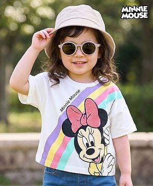 Babyhug Disney Cotton Knit T-Shirts Half Sleeves with Minnie Mouse Graphics White 3-6 Months