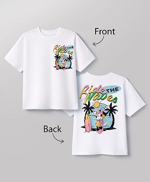 Pine Kids Disney Cotton Knit T-Shirt Half Sleeves Round Neck with Minnie Mouse and Friends Graphic Print White 4-5 Years