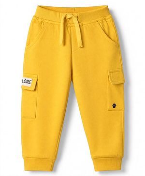 Babyhug Terry Knit Jogger Fit Full Length Lounge Pants with Lore Exp Print - Yellow