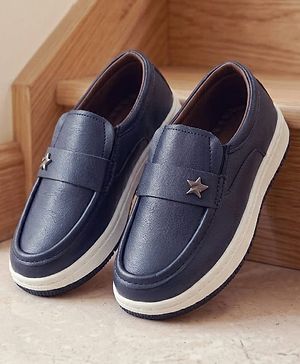 Cute Walk by Babyhug Slip On Loafers With Star Applique - Navy Blue