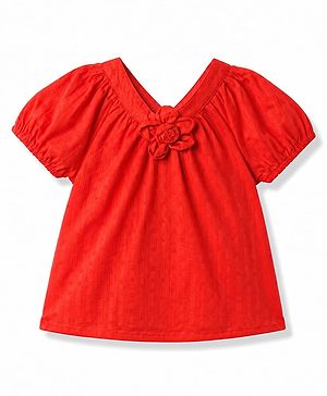 Babyhug Cotton Woven Top Half Sleeves Applique Detailing Multi Color 12-18 Months