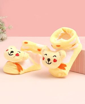 Cute Walk by Babyhug Knee Length Socks Shoes With Bear Applique - Multicolor