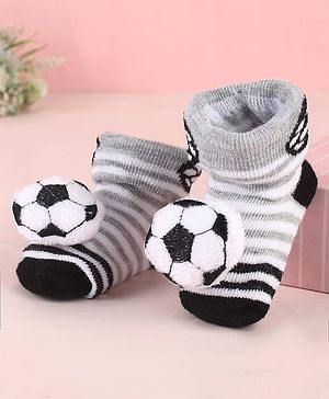 Cute Walk by Babyhug Sock Shoes with Stripes & Ball Applique - Multicolor