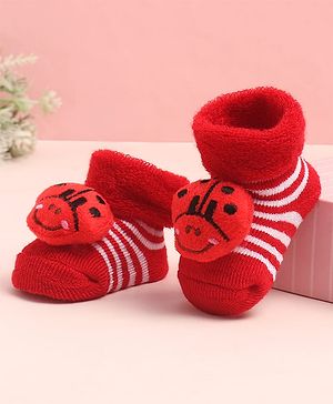 Cute Walk by Babyhug Sock Shoes with Stripes & Applique - Multicolor