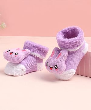 Cute Walk by Babyhug Sock Shoes with Bunny Applique - Multicolor