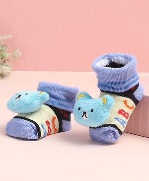 Cute Walk by Babyhug Sock Shoes with ABC Design & Bear Applique - Multicolor