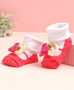 Cute Walk by Babyhug Sock Shoes with Floral Applique - Multicolor