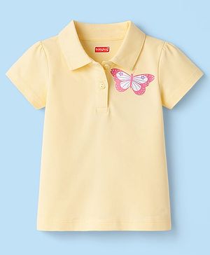 Babyhug Cotton Knit Polo T-Shirt with Butterfly Graphic Multi Color 12-18 Months