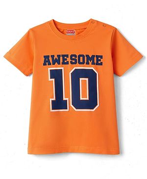 Babyhug Cotton Knit T-Shirt with Graphic Print Half Sleeves Multi Color 6-9 Months