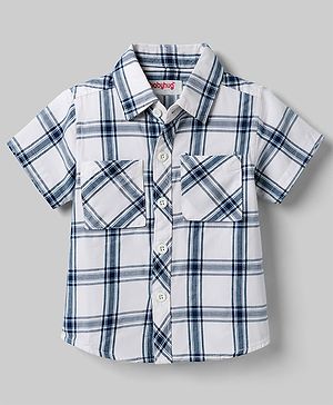 Babyhug Cotton Woven Shirt Half Sleeve Regular Collar Check Blue 12-18 Months