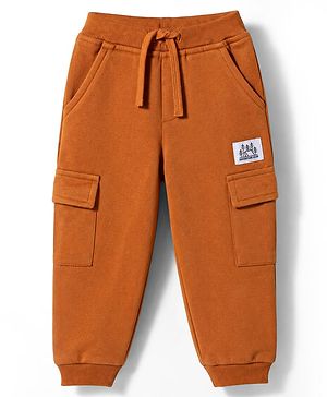 Babyhug Cotton Terry Knit Solid Lounge Pant With Pockets - Maroon