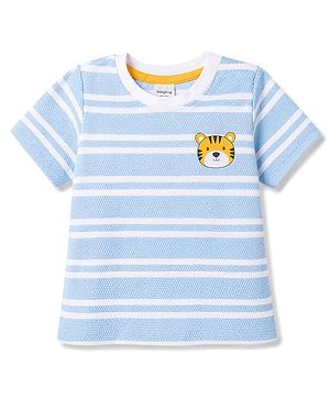 Babyhug Cotton Knit T-Shirts Half Sleeves Striped Structured with Graphics Multi Color 12-18 Months