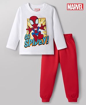 Babyhug Marvel Single Jersey Knit Full Sleeves T-Shirt & Pyjama Night Suit with Spider-Man Graphics - Multicolor