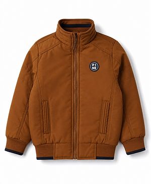 Pine Kids Woven Jackets with Full Sleeves and Pine Patch in Brown for 4-5 Years