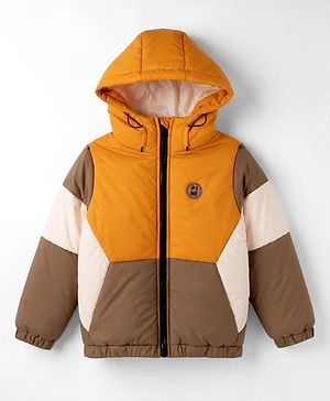 Pine Kids Woven Full Sleeves Hooded Jacket - Rust Orange