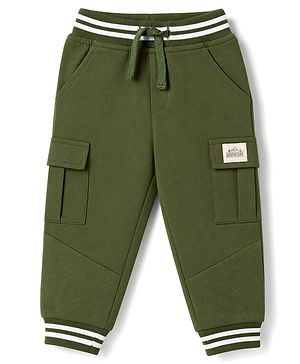 Babyhug 100% Cotton Terry Knit Full Length Lounge Pant With Side Pocket -Green