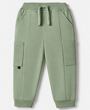 Babyhug Cotton Terry Knit Full Length Solid Lounge Pant - Olive Green