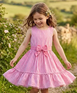 Hola Bonita Cotton Woven Dress Sleeveless
                      Checks Pink 4-5 Years