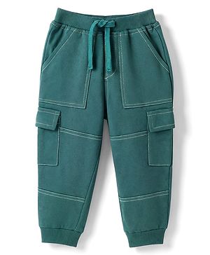 Babyhug 100% Cotton Terry Knit Cut N Sew Full Length Lounge Pant With Cargo Pockets - Green