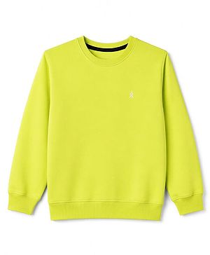 Pine Kids Knit Full Sleeves Solid Sweatshirt - Limegreen