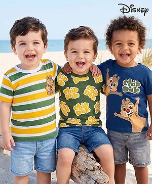 Babyhug Disney Single Jersey Half sleeves Knit T-Shirt with Chip & Dale Graphic Pack of 3 -Multicolour