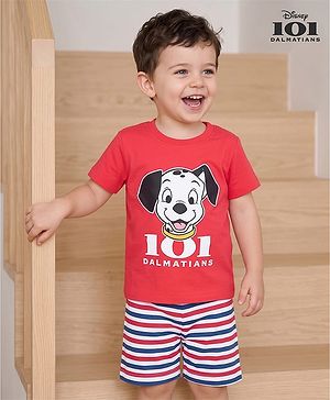 Babyhug Disney Single Jersey Knit Half Sleeves T-Shirt & Shorts Night Suit with 101 Dalmatians Graphics - Multicolor