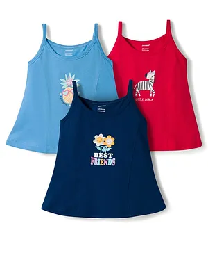 CUCUMBER Sinker Knit Sleeveless Printed Slips
                      Pack of 3 - Multicolor